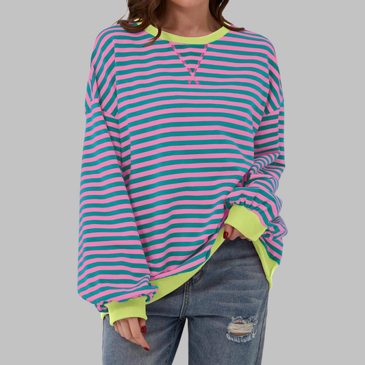 Women’s Oversized Printed Sweatshirt – Relaxed Crew Neck Top for Autumn and Winter