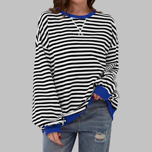 Women’s Oversized Printed Sweatshirt – Relaxed Crew Neck Top for Autumn and Winter