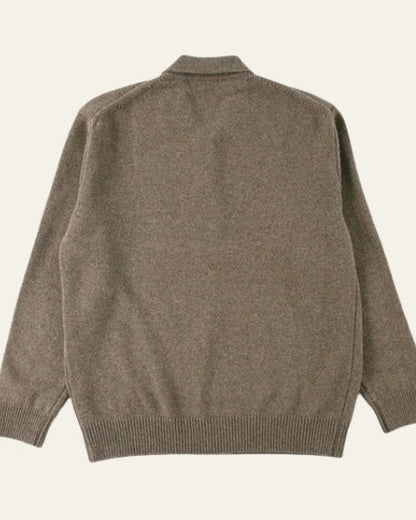 Men’s Button-Placket Polo Sweater – Soft Knit Layer for Smart Casual Autumn Wear