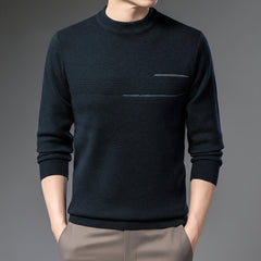 Men’s Mock-Neck Knit Sweater – Minimal Long-Sleeve Style for Autumn and Winter