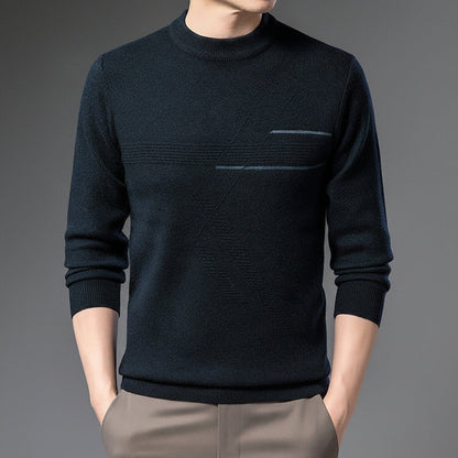 Men’s Mock-Neck Knit Sweater – Minimal Long-Sleeve Style for Autumn and Winter