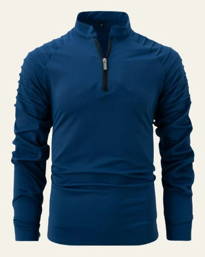 Men’s Long-Sleeve Quarter-Zip Polo Shirt – Slim Smart-Casual Style for Autumn and Winter