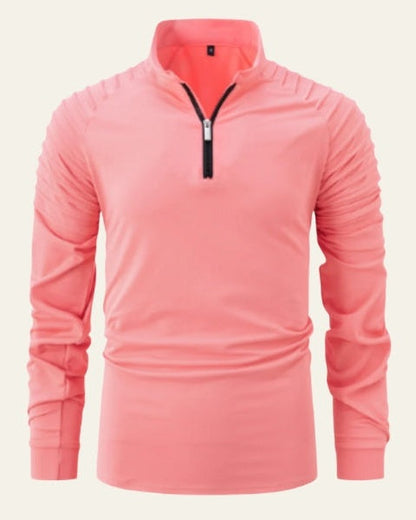 Men’s Long-Sleeve Quarter-Zip Polo Shirt – Slim Smart-Casual Style for Autumn and Winter