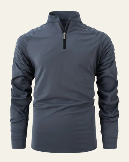 Men’s Long-Sleeve Quarter-Zip Polo Shirt – Slim Smart-Casual Style for Autumn and Winter