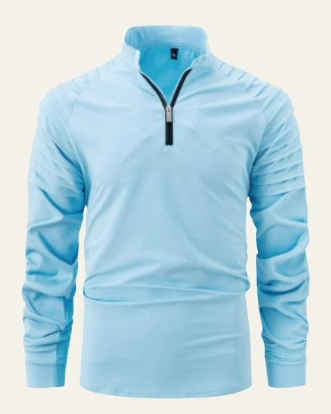 Men’s Long-Sleeve Quarter-Zip Polo Shirt – Slim Smart-Casual Style for Autumn and Winter