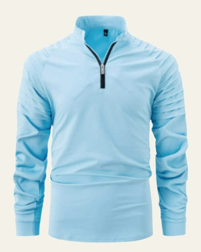 Men’s Long-Sleeve Quarter-Zip Polo Shirt – Slim Smart-Casual Style for Autumn and Winter
