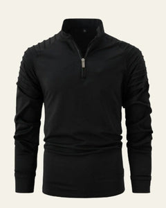 Men’s Long-Sleeve Quarter-Zip Polo Shirt – Slim Smart-Casual Style for Autumn and Winter