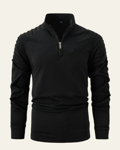 Men’s Long-Sleeve Quarter-Zip Polo Shirt – Slim Smart-Casual Style for Autumn and Winter