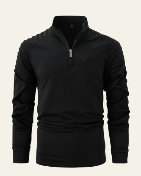 Men’s Long-Sleeve Quarter-Zip Polo Shirt – Slim Smart-Casual Style for Autumn and Winter