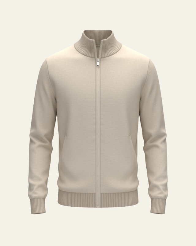 Men’s Full-Zip Knit Cardigan – Stand-Collar Layer for Office and Winter Wear