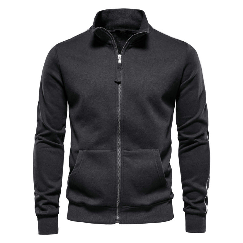 Men’s Stand-Collar Zip Jacket – Casual Pocketed Layer for Autumn and Winte
