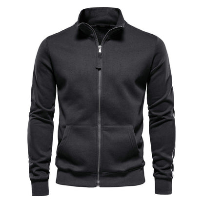 Men’s Stand-Collar Zip Jacket – Casual Pocketed Layer for Autumn and Winte