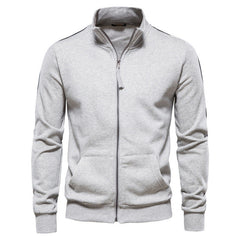 Men’s Stand-Collar Zip Jacket – Casual Pocketed Layer for Autumn and Winte