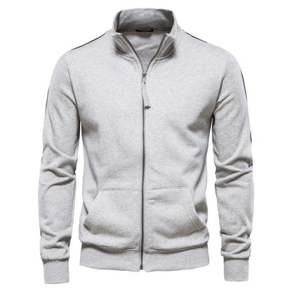 Men’s Stand-Collar Zip Jacket – Casual Pocketed Layer for Autumn and Winte