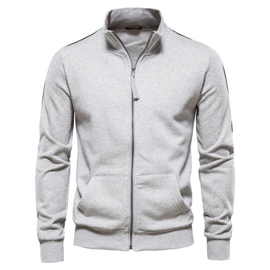 Men’s Stand-Collar Zip Jacket – Casual Pocketed Layer for Autumn and Winte