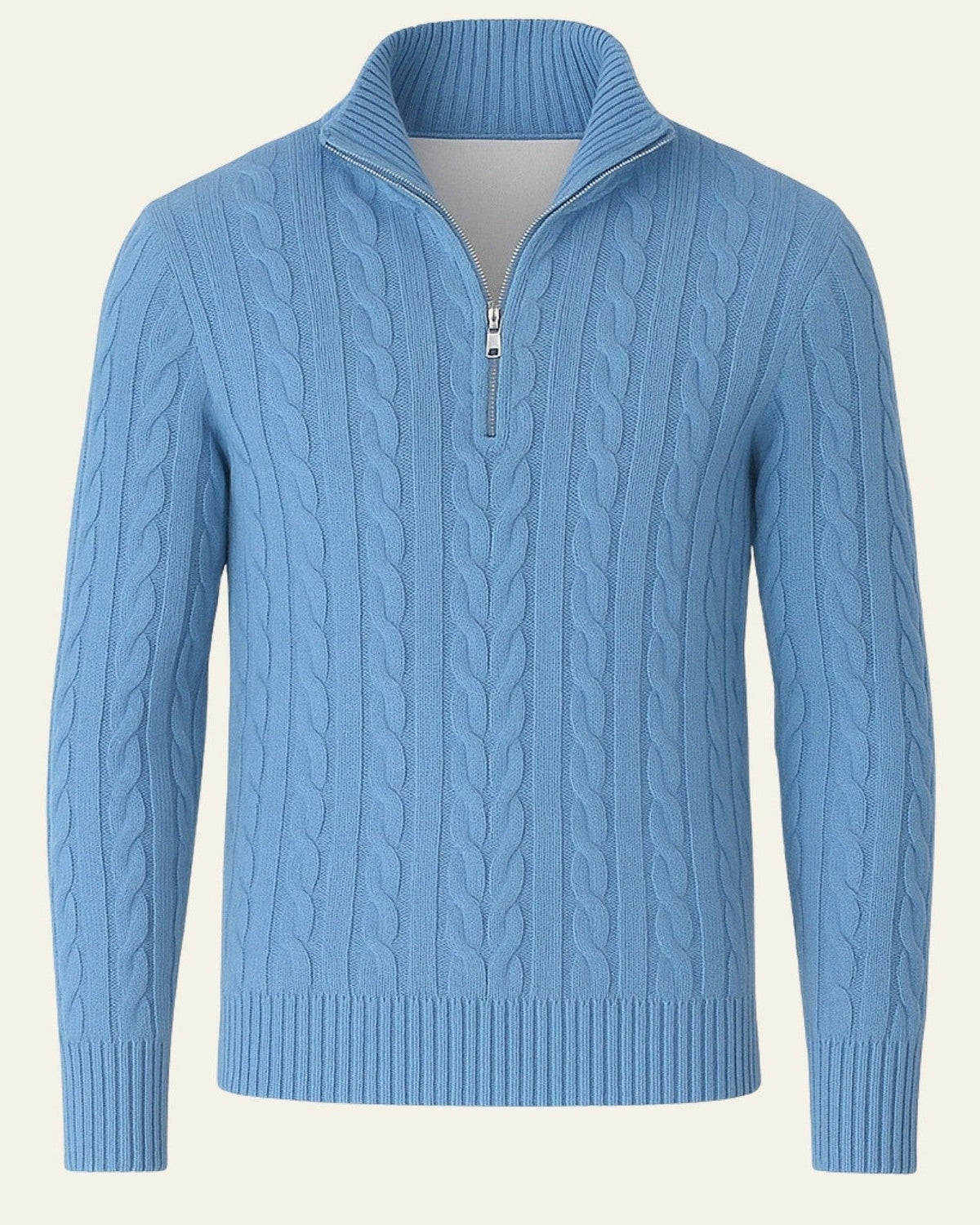 Men’s Cable-Knit Half-Zip Sweater – Refined Collar Layer for Autumn and Winter