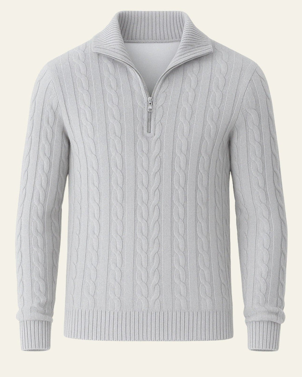 Men’s Cable-Knit Half-Zip Sweater – Refined Collar Layer for Autumn and Winter