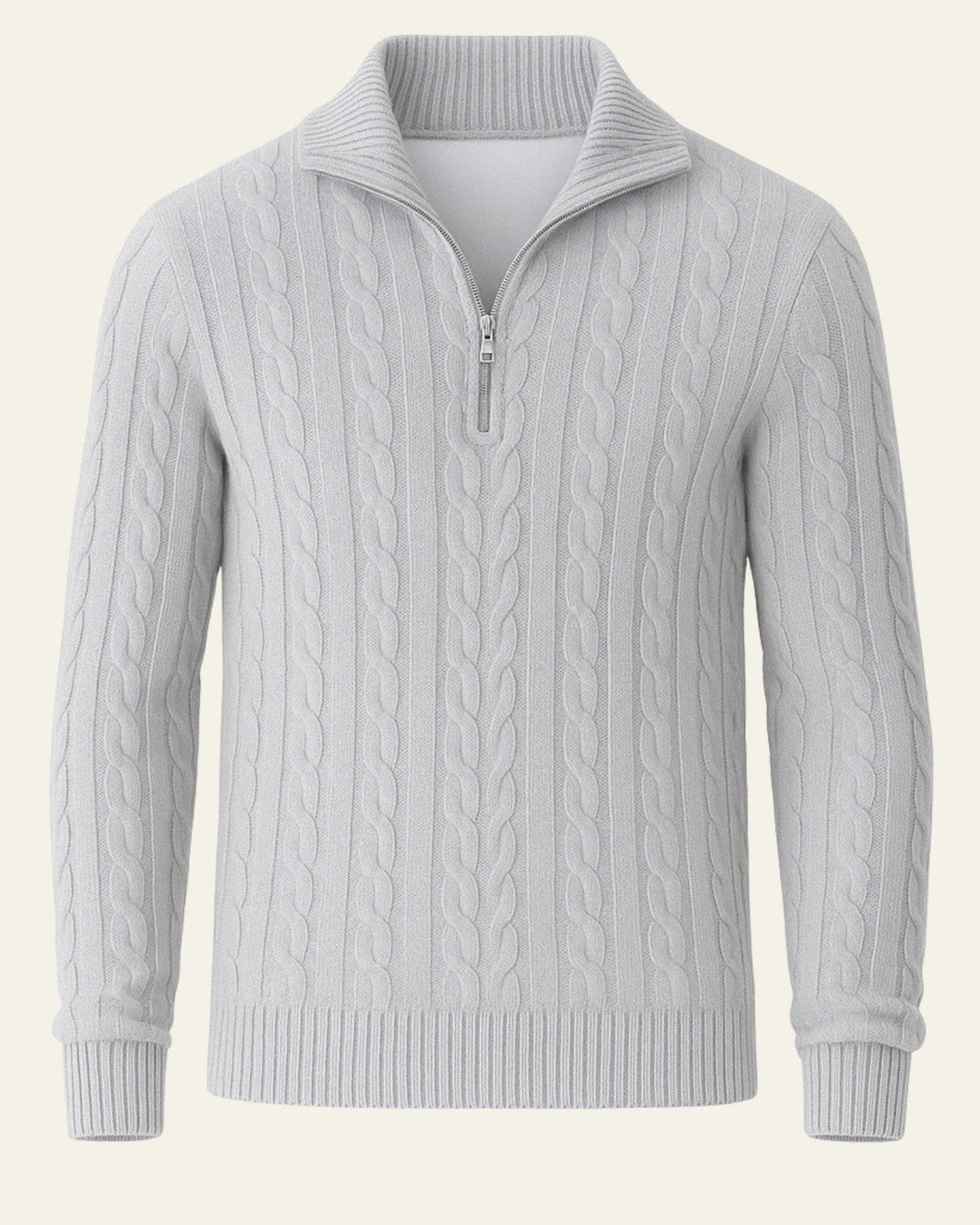 Men’s Cable-Knit Half-Zip Sweater – Refined Collar Layer for Autumn and Winter