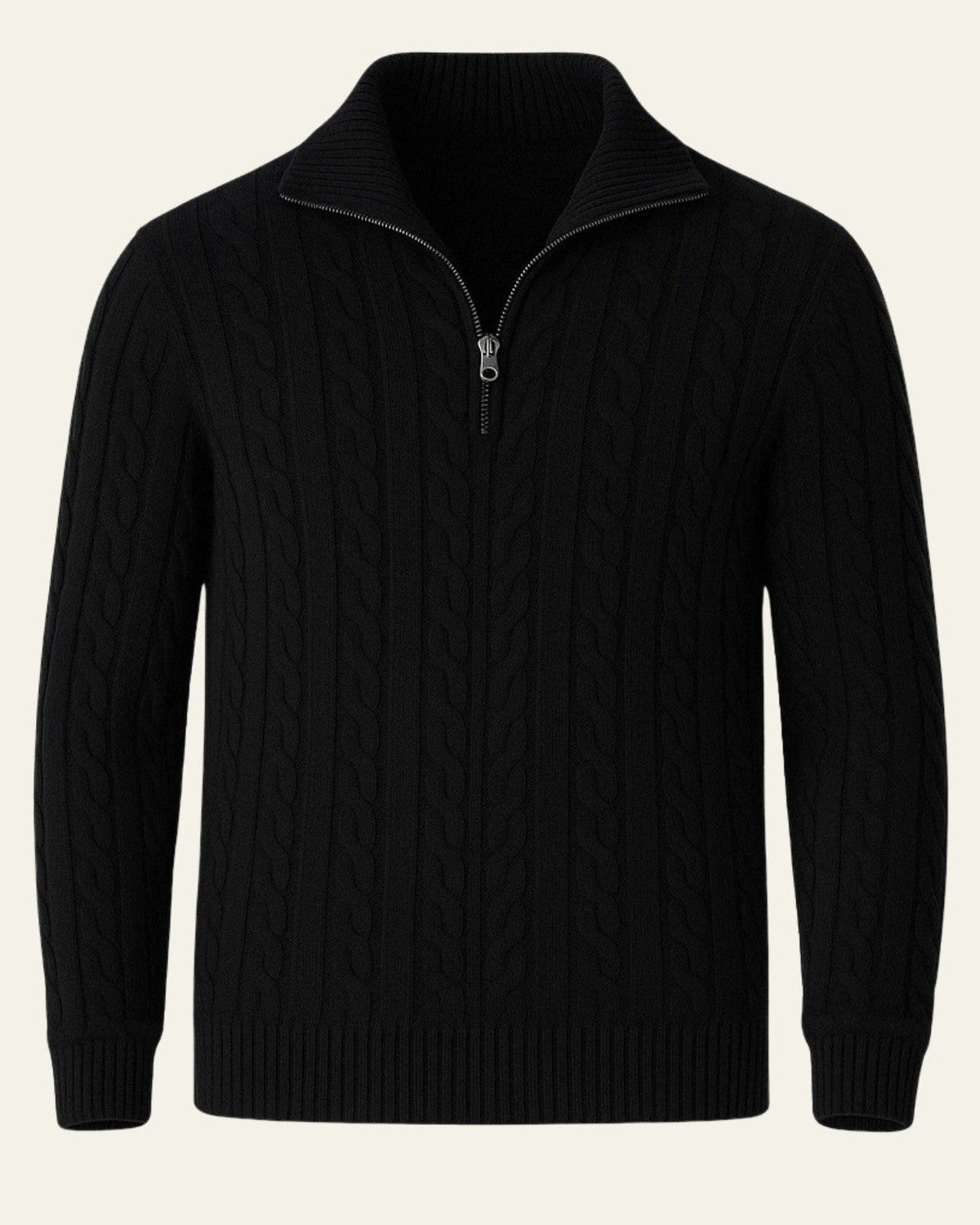 Men’s Cable-Knit Half-Zip Sweater – Refined Collar Layer for Autumn and Winter