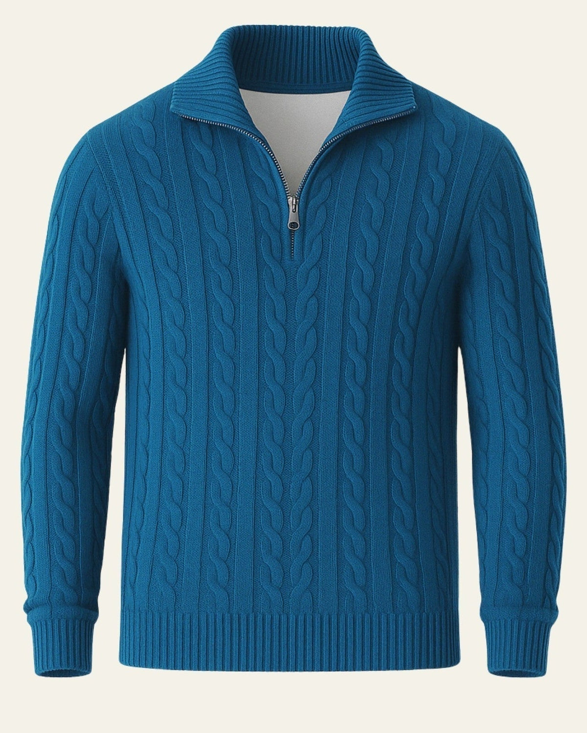 Men’s Cable-Knit Half-Zip Sweater – Refined Collar Layer for Autumn and Winter