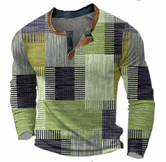 Men’s Henley Knit Top – Button-Neck Long-Sleeve Layer for Autumn and Winter