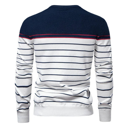 Men’s Printed Crew-Neck Sweater – Ribbed Everyday Knit for Smart Casual Wear