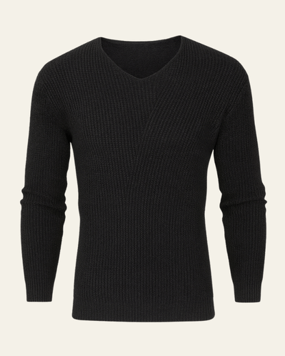 Men’s Waffle-Knit V-Neck Sweater – Textured Everyday Layer for Autumn and Winter