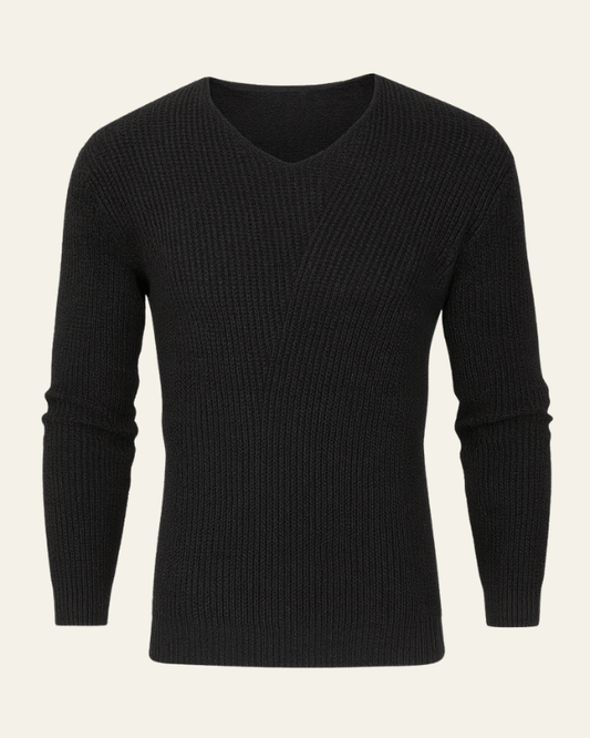 Men’s Waffle-Knit V-Neck Sweater – Textured Everyday Layer for Autumn and Winter