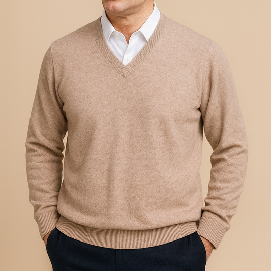 Men’s V-Neck Sweater – Refined Long-Sleeve Knit for Office and Daily Wear