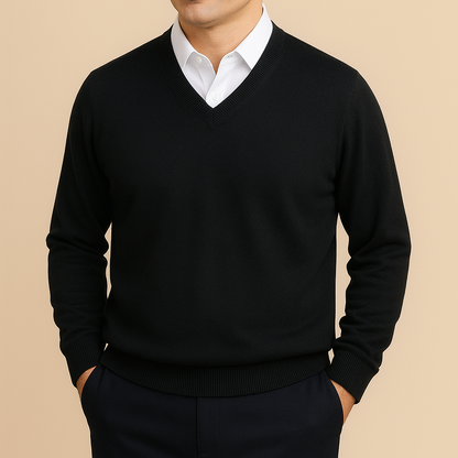 Men’s V-Neck Sweater – Refined Long-Sleeve Knit for Office and Daily Wear
