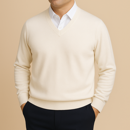 Men’s V-Neck Sweater – Refined Long-Sleeve Knit for Office and Daily Wear