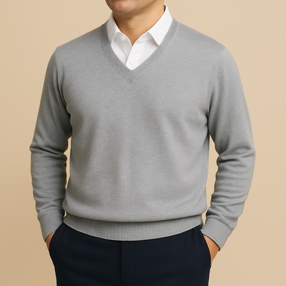 Men’s V-Neck Sweater – Refined Long-Sleeve Knit for Office and Daily Wear