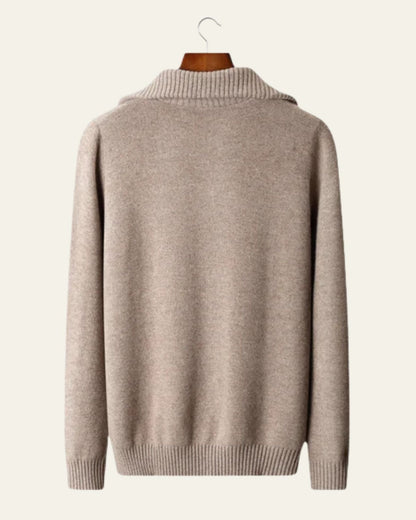 Men’s Quarter-Zip Cable Sweater – Structured High-Collar Knit for Cold-Weather Styling