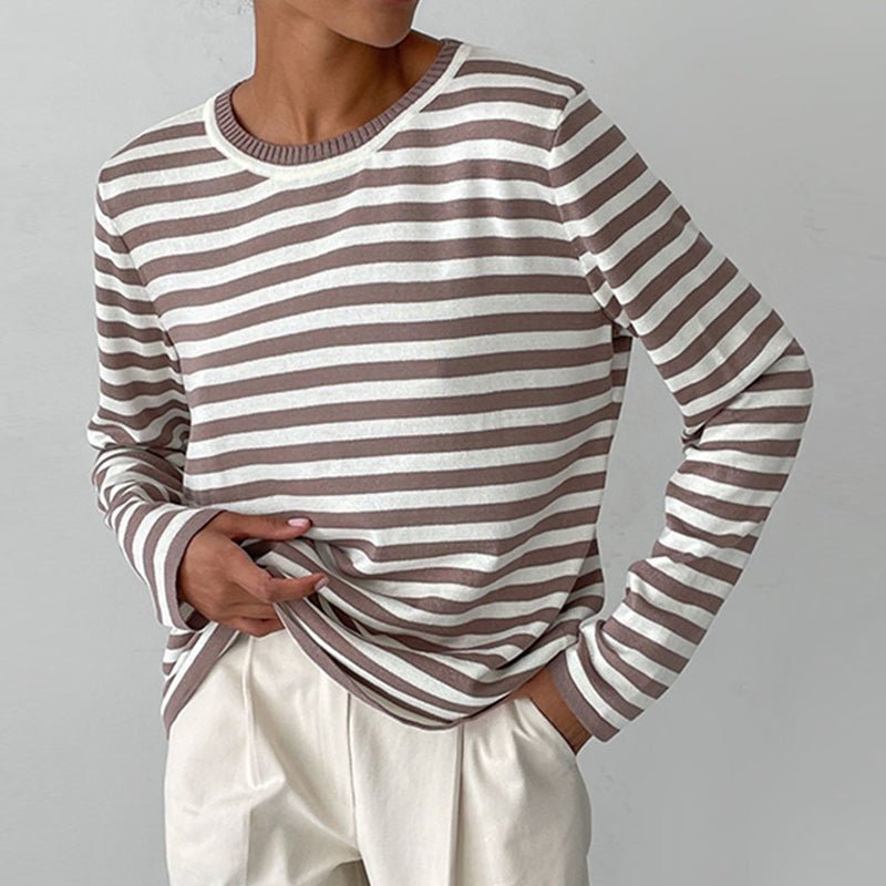 Women’s Relaxed Crew Neck Sweater – Casual Long-Sleeve Layer for Spring and Autumn