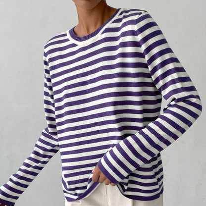 Women’s Relaxed Crew Neck Sweater – Casual Long-Sleeve Layer for Spring and Autumn