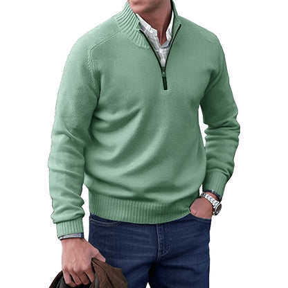 Men’s Half-Zip Funnel-Neck Sweater – Refined Knit Layer for Work and Weekends