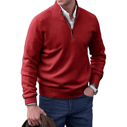 Men’s Half-Zip Funnel-Neck Sweater – Refined Knit Layer for Work and Weekends