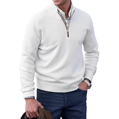 Men’s Half-Zip Funnel-Neck Sweater – Refined Knit Layer for Work and Weekends