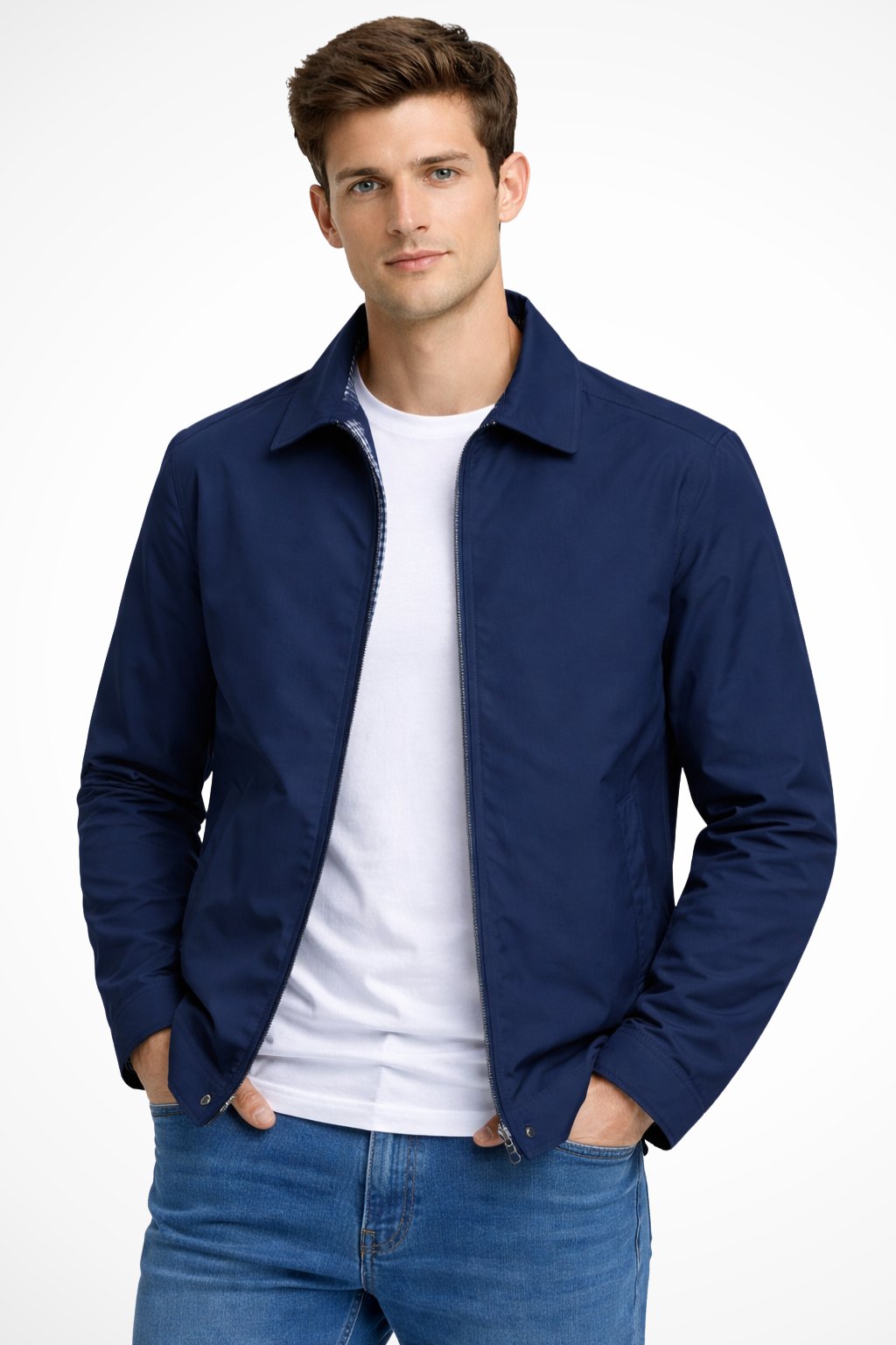 Men’s Classic Harrington Jacket – Structured Zip-Up Layer for Smart Casual Everyday Wear