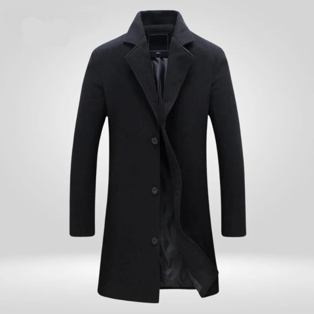 Men’s Tailored Winter Overcoat – Classic Longline Layer for Smart Everyday and Formal Cold-Weather Wear