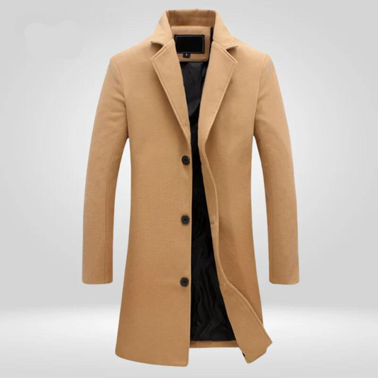 Men’s Tailored Winter Overcoat – Classic Longline Layer for Smart Everyday and Formal Cold-Weather Wear