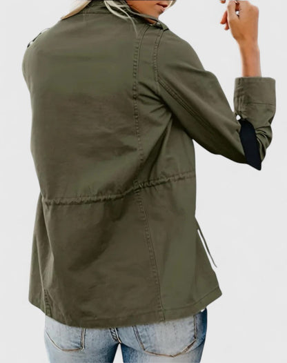 Women’s Parka – Utility Field Jacket with Flap Pockets and Waist Drawcord