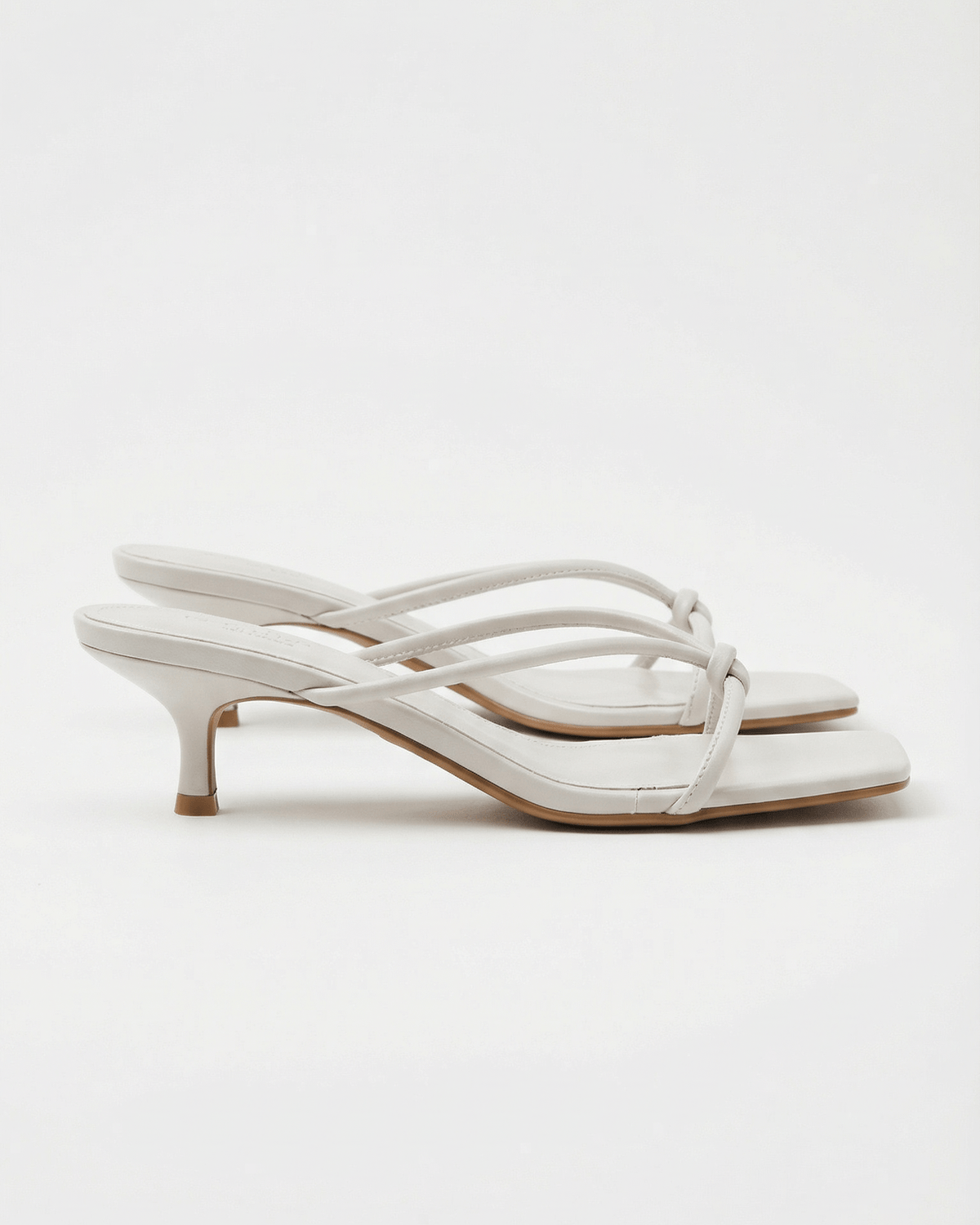 Women’s Knotted Strap Mule Sandals – Kitten Heel Square-Toe Slip-Ons for Evening Wear