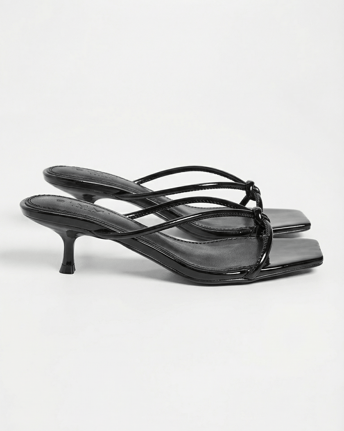 Women’s Knotted Strap Mule Sandals – Kitten Heel Square-Toe Slip-Ons for Evening Wear