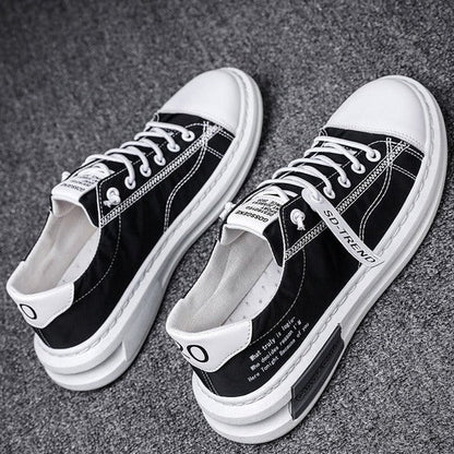 Men’s Lightweight Canvas Sneakers – Lace-Up Low-Top Trainers with Panelled Upper and Cushioned Sole