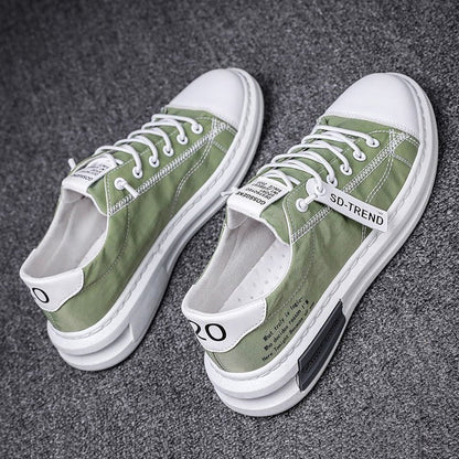 Men’s Lightweight Canvas Sneakers – Lace-Up Low-Top Trainers with Panelled Upper and Cushioned Sole