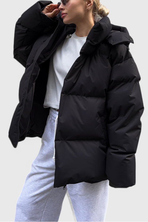 Women’s Short Puffer Jacket – Cropped Padded Jacket with Stand Collar