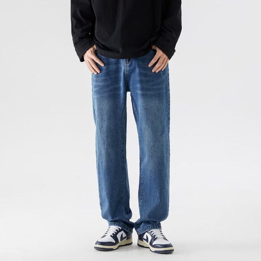 Men’s Vintage-Wash Straight-Leg Jeans – Relaxed Denim for Everyday Casual Wear