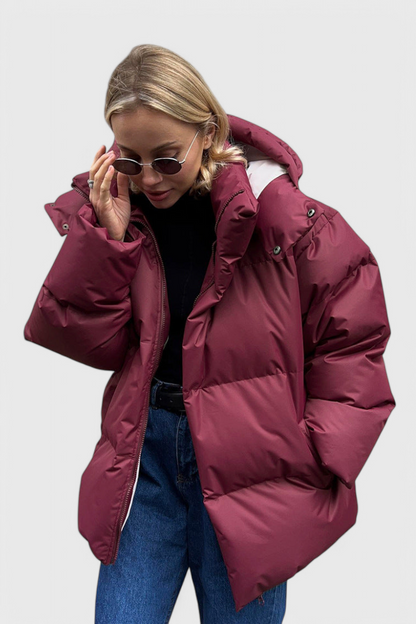 Women’s Short Puffer Jacket – Cropped Padded Jacket with Stand Collar