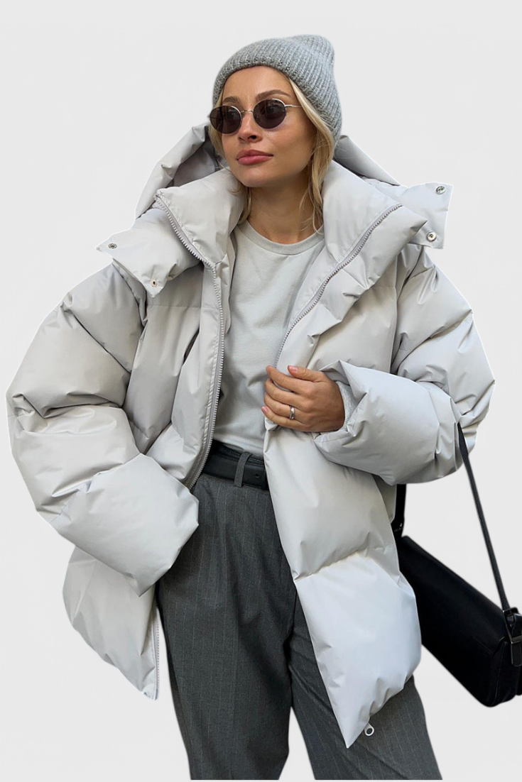 Women’s Short Puffer Jacket – Cropped Padded Jacket with Stand Collar